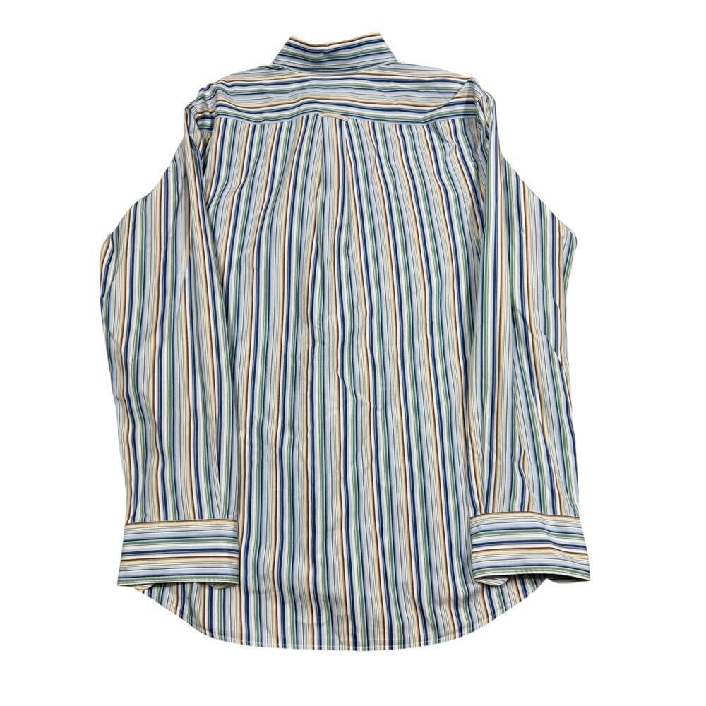 Façonnable Deauville Club Shirt Medium – Blue Multicolor Stripe 100% Cotton - Picture 5 of 8